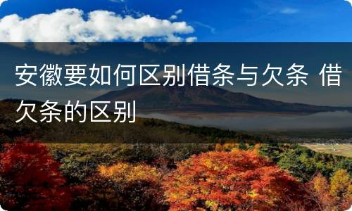 安徽要如何区别借条与欠条 借欠条的区别