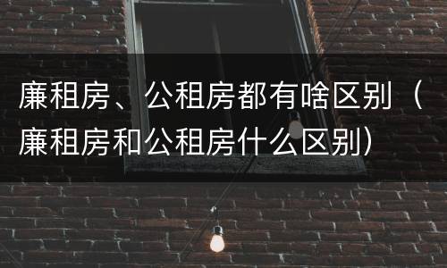 廉租房、公租房都有啥区别（廉租房和公租房什么区别）