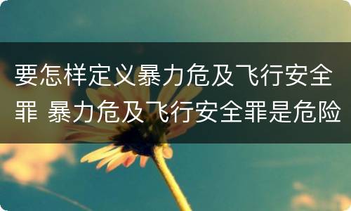 要怎样定义暴力危及飞行安全罪 暴力危及飞行安全罪是危险犯吗
