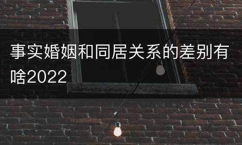 事实婚姻和同居关系的差别有啥2022
