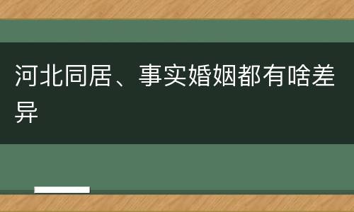 河北同居、事实婚姻都有啥差异