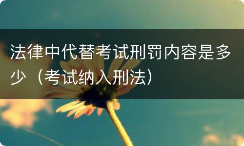 法律中代替考试刑罚内容是多少（考试纳入刑法）