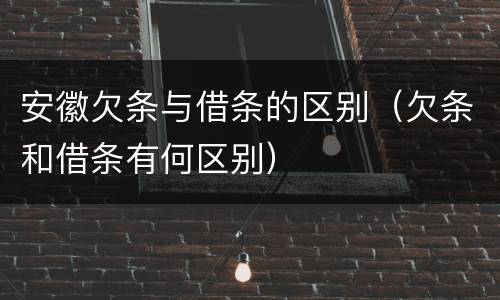 安徽欠条与借条的区别（欠条和借条有何区别）