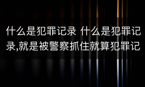 什么是犯罪记录 什么是犯罪记录,就是被警察抓住就算犯罪记录吗