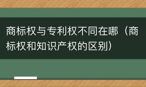 商标权与专利权不同在哪（商标权和知识产权的区别）