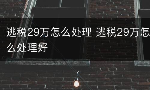 逃税29万怎么处理 逃税29万怎么处理好
