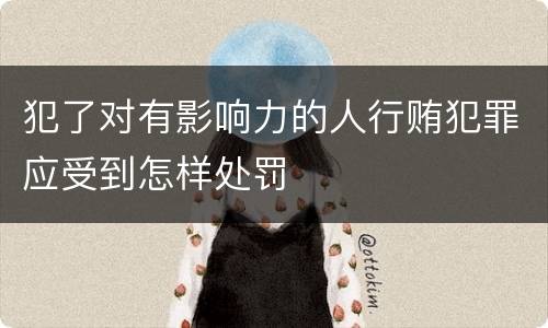 犯了对有影响力的人行贿犯罪应受到怎样处罚