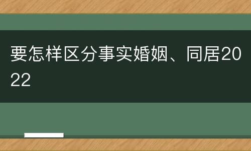 要怎样区分事实婚姻、同居2022