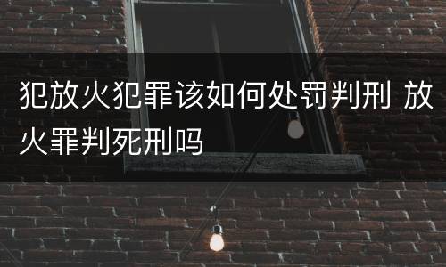 犯放火犯罪该如何处罚判刑 放火罪判死刑吗