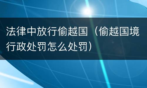 法律中放行偷越国（偷越国境行政处罚怎么处罚）