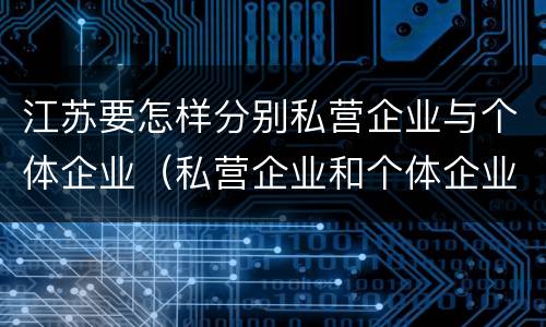 江苏要怎样分别私营企业与个体企业（私营企业和个体企业）