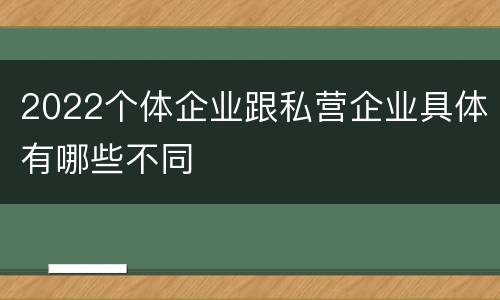 2022个体企业跟私营企业具体有哪些不同