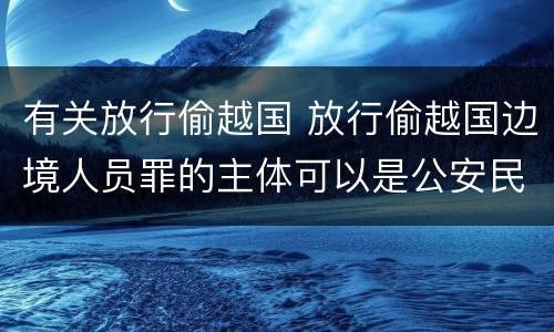 有关放行偷越国 放行偷越国边境人员罪的主体可以是公安民警吗