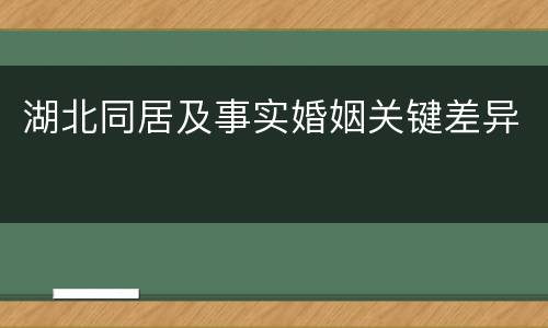 湖北同居及事实婚姻关键差异
