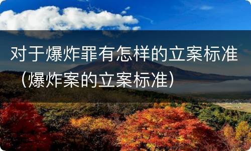 对于爆炸罪有怎样的立案标准（爆炸案的立案标准）