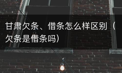 甘肃欠条、借条怎么样区别（欠条是借条吗）