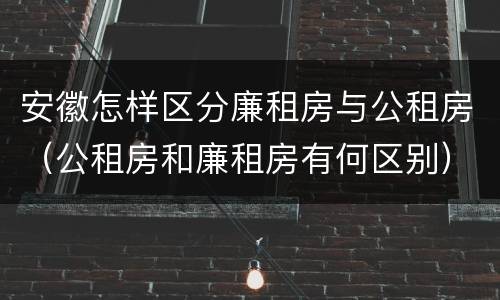 安徽怎样区分廉租房与公租房（公租房和廉租房有何区别）