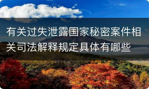 有关过失泄露国家秘密案件相关司法解释规定具体有哪些