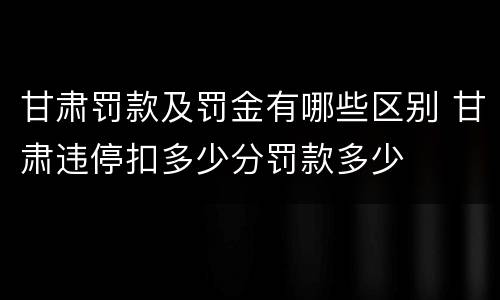 甘肃罚款及罚金有哪些区别 甘肃违停扣多少分罚款多少