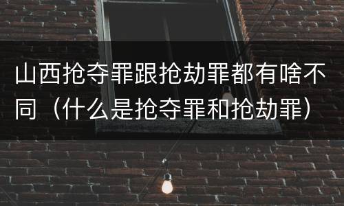 山西抢夺罪跟抢劫罪都有啥不同（什么是抢夺罪和抢劫罪）