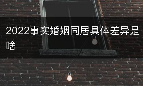 2022事实婚姻同居具体差异是啥