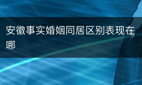 安徽事实婚姻同居区别表现在哪