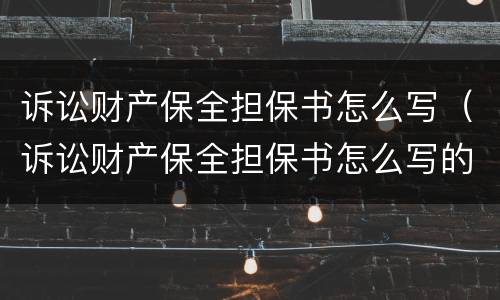 诉讼财产保全担保书怎么写（诉讼财产保全担保书怎么写的）