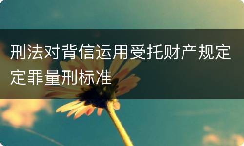 刑法对背信运用受托财产规定定罪量刑标准
