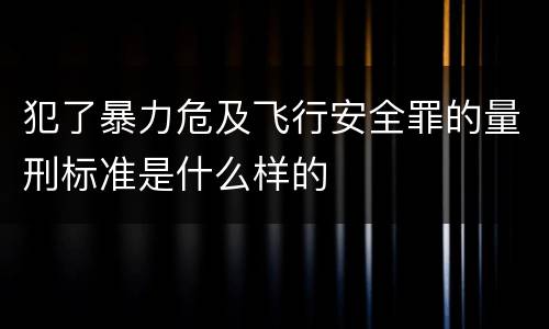 犯了暴力危及飞行安全罪的量刑标准是什么样的