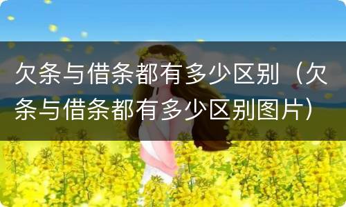 欠条与借条都有多少区别（欠条与借条都有多少区别图片）