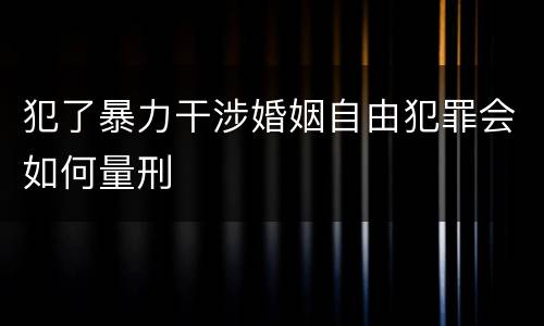 犯了暴力干涉婚姻自由犯罪会如何量刑