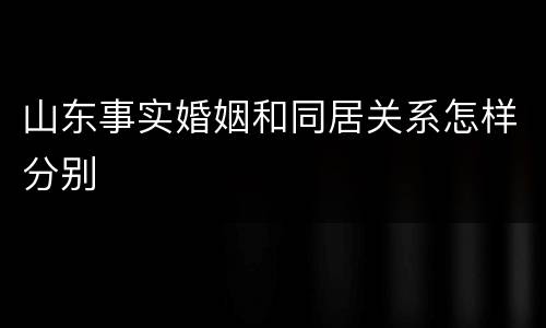 山东事实婚姻和同居关系怎样分别