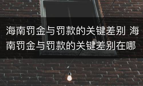 海南罚金与罚款的关键差别 海南罚金与罚款的关键差别在哪