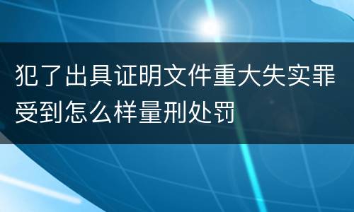 犯了出具证明文件重大失实罪受到怎么样量刑处罚