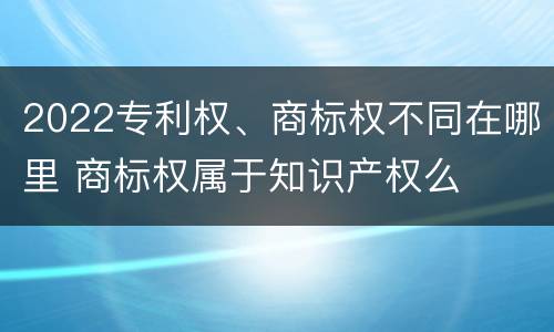 2022专利权、商标权不同在哪里 商标权属于知识产权么