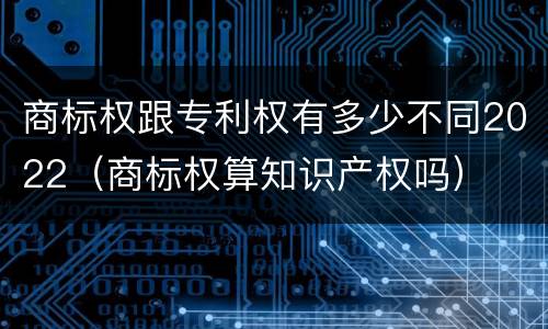 商标权跟专利权有多少不同2022（商标权算知识产权吗）