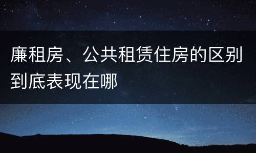 廉租房、公共租赁住房的区别到底表现在哪