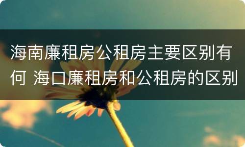 海南廉租房公租房主要区别有何 海口廉租房和公租房的区别