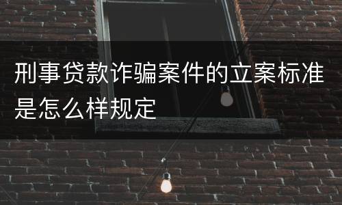 刑事贷款诈骗案件的立案标准是怎么样规定