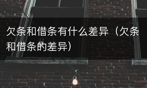 欠条和借条有什么差异（欠条和借条的差异）