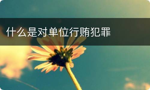 什么是对单位行贿犯罪