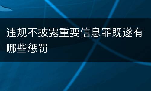 违规不披露重要信息罪既遂有哪些惩罚