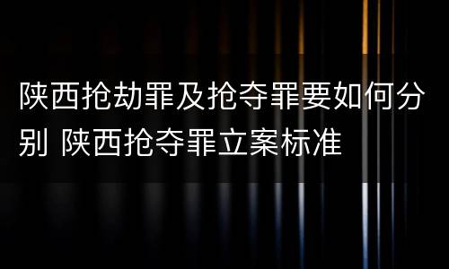 陕西抢劫罪及抢夺罪要如何分别 陕西抢夺罪立案标准