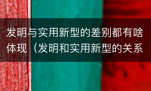发明与实用新型的差别都有啥体现（发明和实用新型的关系）