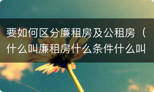 要如何区分廉租房及公租房（什么叫廉租房什么条件什么叫公租房）