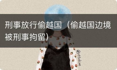 刑事放行偷越国（偷越国边境被刑事拘留）