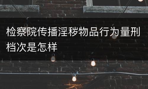 检察院传播淫秽物品行为量刑档次是怎样