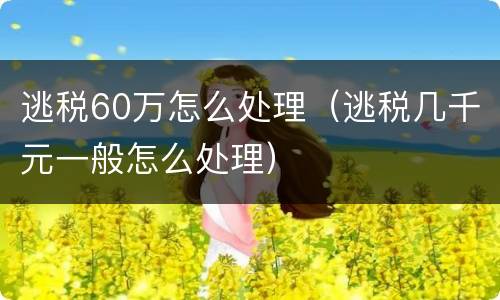 逃税60万怎么处理（逃税几千元一般怎么处理）