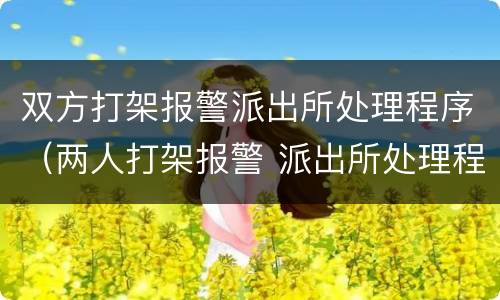双方打架报警派出所处理程序（两人打架报警 派出所处理程序）