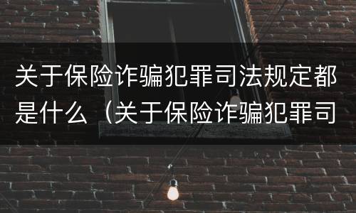 关于保险诈骗犯罪司法规定都是什么（关于保险诈骗犯罪司法规定都是什么时候实施）